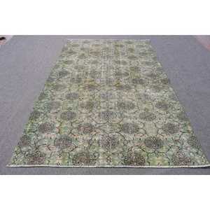 Grand tapis turc, tapis vintage 5,5x9 pieds, tapis en laine verte - Product Image 1