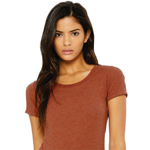 T-Shirt manches courtes femme 50% Polyester 25% Airlume en coton peigné à anneaux 25% rayonne 40 simple 3.8 oz argile Triblend - Product Image 4