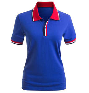 Short Sleeves Loose Fit High Quality <b>V</b> <b>Neck</b> <b>White</b> Casual Women's Polo <b>T</b> <b>Shirts</b> - Product Image 4