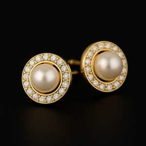 ต่างหูเม็ดเดี่ยวไข่มุกทะเลชุบทองไร้กาลเวลา14kt ทันสมัยมอยส์ซอไนต์สดใสสำหรับของขวัญครบรอบการหมั้น - Product Image 3