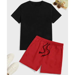 Vêtements de sport sur mesure pour hommes de grande taille costumes d'été à la mode deux pièces T-shirt en coton et ensembles + courts - Product Image 5