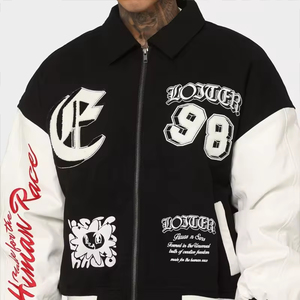 Chaqueta universitaria de lana de alta calidad personalizada para hombre, chaqueta de lona con bordado de chenilla, Mangas de cuero, invierno, béisbol, Letterman High Street - Product Image 2