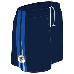 กางเกงขาสั้นสำหรับผู้ชายผู้หญิงพิมพ์โลโก้โพลีเอสเตอร์สีดำแบบซับลิเมชันดีไซน์แบบถักโลโก้ด้านหน้า - Product Image 1