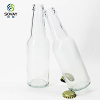 Bouteille de Boisson en Verre Transparent 250ml 330ml 500ml, Bouteille de Bière en Verre Vide Ronde, Bouteille Premium pour Eau Gazeuse et Jus