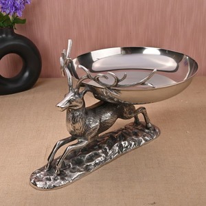 Stylish Silver Reindeer Table <b>Accessory</b> with Storage Space <b>for</b> Small Essentials Ideal <b>for</b> <b>Desk</b> Living Room or Gifting Ideas - Product Image 2