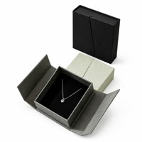 Boîte à bijoux magnétique à double porte, logo personnalisé, emballage en papier gaufré de luxe, rangement pour cadeaux