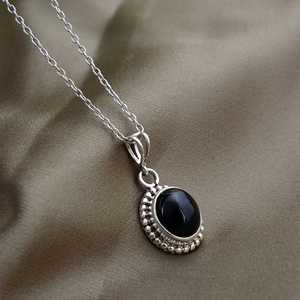 Black Onyx <b>Necklace</b> <b>Boho</b> Brass <b>Necklace</b> For Women Silver Plated Ethnic Tribal Jewelry Wholesale Pendants - Product Image 5