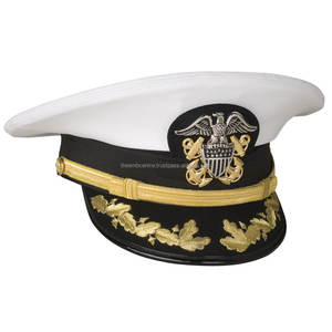 Casquette blanche uniforme de haute qualité avec badge en bullion, casquettes à visière en gros, prix personnalisé bon marché à vendre - Product Image 1