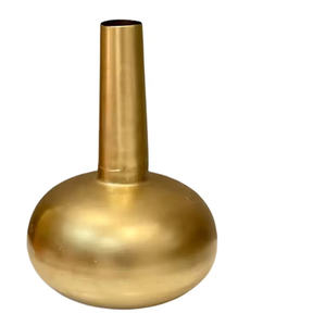 แจกันเหล็กสไตล์ชายฝั่งรุ่นใหม่ล่าสุดปี 2026 แจกันโลหะพร้อมฐานกลมคอสูงชุบทอง ตกแต่งบ้านลายสลัก - Product Image 2