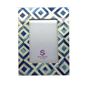 CADRES PHOTO ÉLÉGANTS À MOTIF ARGYLE BLEU - Product Image 3