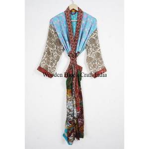 Robe Kimono Japonaise Unique Faite à la Main, Élégante et Vintage, en Soie, pour Femme, Style Bohème, Longue, pour l'Été, Veste de Mariage, Cache-Bikini, Motif Floral - Product Image 1