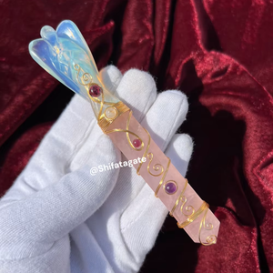 โรควอตซ์แกะสลักทำด้วยมือ & รูปปั้นนางฟ้าโอปอไลต์หินเรกิไม้กายสิทธิ์รักษาคริสตัลหินพลังงานจักระทางจิตวิญญาณเหมือนประเทศจีน - Product Image 1