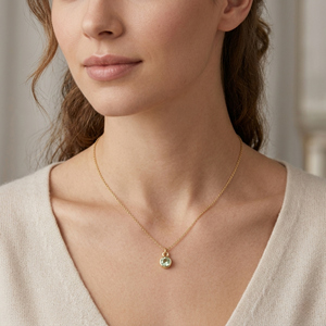Pendentif mignon en argent sterling 925 plaqué or avec zircon cubique péridot, forme ronde, avec anneau de suspension, cadeau de bijoux pour elle - Product Image 6