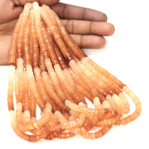 Cuentas Heishi de Aventurina Melocotón: Piedra Preciosa Facetada AAA, Hilo de 16 Pulgadas - Product Image 3