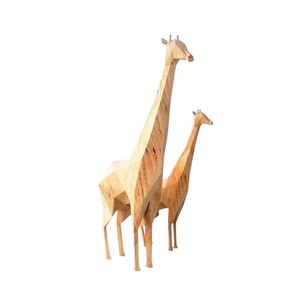 Sculpture de chameau en bois faite à la main ensemble de 2 statues d'animaux en bois sculptées à la main pour la décoration intérieure et les cadeaux. - Product Image 3