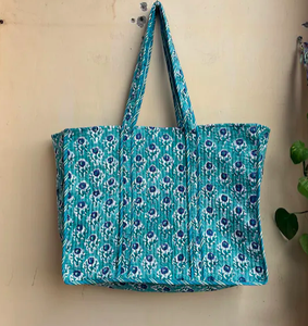 Hot Selling Hand Block Print Fabric Cotton Quilted <b>Tote</b> Bags for Ladies <b>Travel</b> Bags Beach Bags - Product Image 2