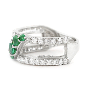 Anillo de oro sólido de 18 quilates Anillo de piedras preciosas Esmeralda para fiesta de boda de compromiso al mejor precio Producible en 10K / 14K - Product Image 3