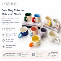 Tasses en céramique mignonnes en gros, en stock, prix d'usine, avec poignée épaisse et blocs de couleur, pour cadeaux promotionnels