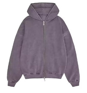 High Quality Men's Oversized Retro Baggy Acid Wash <b>Hoodie</b> 80% Cotton Winter Sun-Faded Heavyweight <b>American</b> Style Two-Way Zipper - Product Image 6