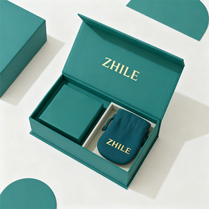 Премиальные подарочные коробки для ювелирных изделий с логотипом на заказ, жесткие бумажные коробки-ящики, перерабатываемые, для серег, с бархатным мешочком - Product Image 3