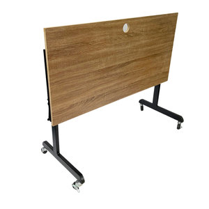 Table portable pliable pour ordinateur portable 120x60cm avec étagère, en bois massif et contreplaqué mélaminé, design simple pour chambre à coucher - Product Image 1