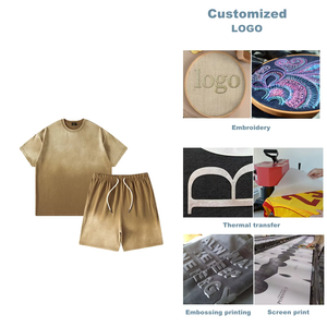 Ensembles courts personnalisés T-shirt et short Streetwear Gym Fitness hommes ensembles soleil délavé ensembles courts lavage à l'acide été pour hommes - Product Image 4
