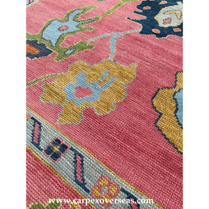 Ensemble de tapis Oushak rose de luxe faits à la main en coton Boho pour la décoration intérieure cuisine salle à manger prière utilisation faible hauteur de pile - Product Image 2