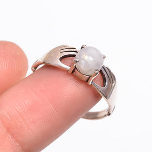 Bague élégante en argent sterling 925 avec pierre de lune arc-en-ciel de style classique pour mariage fête fiançailles anniversaire - Product Image 3