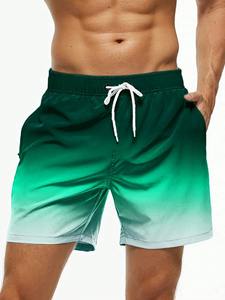 Short de plage avec cordon de serrage pour hommes, imprimé en 3D, streetwear respirant, taille élastique, couleur dégradée, été - Product Image 5