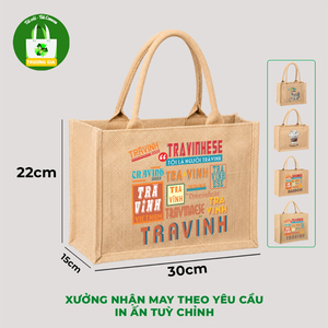 Sac de courses en jute Truong Gia 30x22x15cm, imprimé café vietnamien, réutilisable - Product Image 5