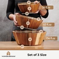 Bol de service alimentaire en bois poli de taille personnalisée, de haute qualité, écologique, fait main, marron, pour la cuisine, les fêtes et le camping