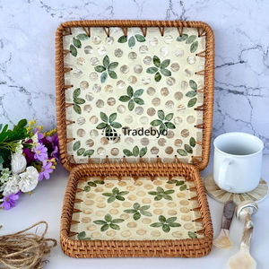 Bandeja de Ratán Moderna de Primera Calidad Tejida a Mano, Bandeja de Servicio Natural Decorativa Multiusos Móvil para Decoración del Hogar Tradebyd - Product Image 2