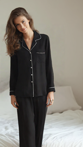 Traje de noche de algodón 100% para mujer, estilo Vintage, cintura elástica, suave y cómodo para otoño e invierno, serigrafía ODM - Product Image 6