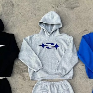 Sudadera con capucha de dos piezas de invierno con estampado de logotipo personalizado, conjuntos para correr, sudadera con parche bordado de alta calidad, chándales para hombre - Product Image 3
