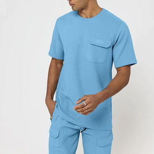 Yellow Crew Neck <b>t</b> Shirt with Shorts Summer <b>Track</b> Suit Sets 2 Pieces Cotton Made Breathable Muscle Outfits Set - Product Image 2