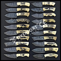 Couteau Skinner en Acier Damas Fait Main de Haute Qualité avec Manche en Bois et Étuis, pour Camping, Chasse, Pêche et Activités de Plein Air