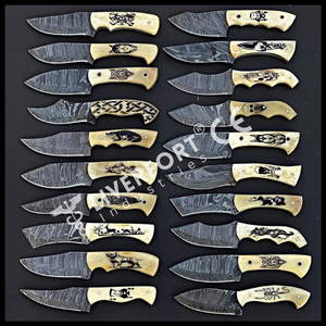 มีดสกินเนอร์เหล็กดามัสกัสคุณภาพสูง ทำด้วยมือ พร้อมด้ามไม้และปลอก มีดสำหรับกิจกรรมกลางแจ้ง เช่น ตั้งแคมป์ ล่าสัตว์ ตกปลา - Product Image 3