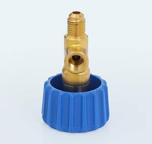 Válvula de Latón Azul de 1/4 de Pulgada, 7/16 -20 SAE 45 °   Manómetro de Refrigerante con Puerto BSP de 1/8 -28, 1100 PSI, Válvula de Medición, India - Product Image 2