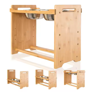 Soporte ajustable para comedero de mascotas al por mayor, cuenco elevado para perros con 2 cuencos de acero inoxidable de cresecent Crafts - Product Image 2