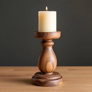 KHOOSI OVERSEAS Classic Home Decor and Warm, Wood Candlestick Wooden Taper Candle Holder Handcrafted Design - Product Image 5