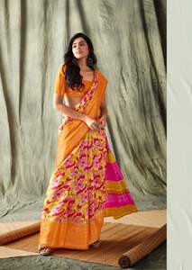 Gadwal-ropa informal tradicional de seda pura para fiesta de boda, diseñador de borde, Saree, con blusa a juego - Product Image 6