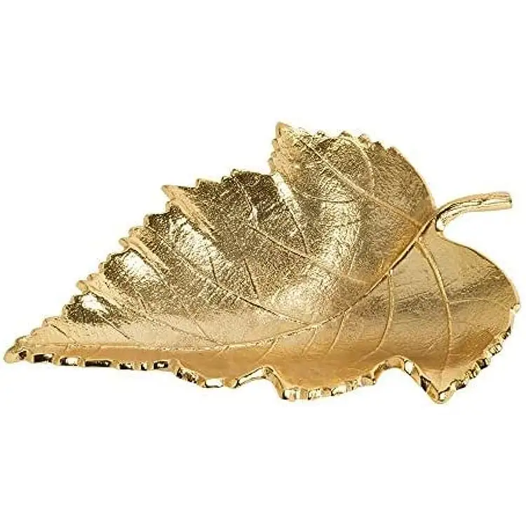 Modern & Classic Gold Colored Metal Leaf Tray Leaf Storage Salad Fruits Serving Tray and Platter for Wedding Decoration