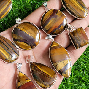 Colgante de piedras preciosas de ojo de tigre de grado superior, colgante de piedras preciosas de selección de ojo de tigre de la más alta calidad para joyería, colgante de bisel - Product Image 4