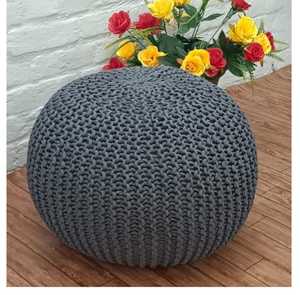 COTON TEINT COULEUR TISSU DE COTON FAIT À LA MAIN POUF TRICOTÉ OTTOMAN POUR SALON TABOURET ET OTTOMANS STYLE EUROPÉEN ET AMÉRICAIN - Product Image 2