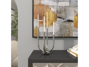 Portavelas de metal hecho a mano de lujo para interiores de casas elegantes portavelas de metal para interiores simples y sofisticados - Product Image 4