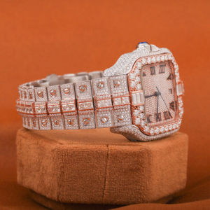 Montre Moissanite à cadran carré de vente chaude pour hommes montre automatique de luxe avec chiffre romain aspect diamant - Product Image 3