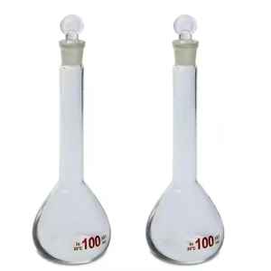 Matraz volumétrico de 200ml con tapón de vidrio intercambiable hecho de vidrio de borosilicato resistente al calor y de baja expansión - Product Image 1