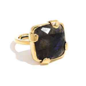 Bague en argent sterling 925 pour homme Labradorite naturelle effet étoile flashy Jade blanc traité thermiquement or rose 14 carats or jaune troisième - Product Image 3