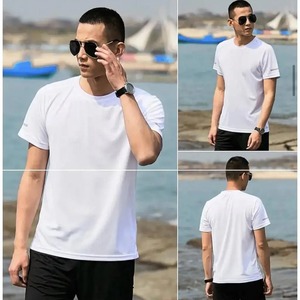 เสื้อยืดคอตตอนผ้าสแปนเด็กซ์สีทึบระบายอากาศได้ดีแห้งเร็วออกแบบโดยดีไซเนอร์สำหรับผู้ชาย - Product Image 2