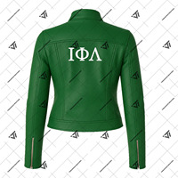 Vêtements grecs personnalisés Iota Phi Lambda veste élégante en cuir pour moto Racer Moto pour femmes attirail grec